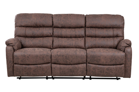 Taylor 3 Seater Recliner-Leather Air-Antique Brown Rub Off