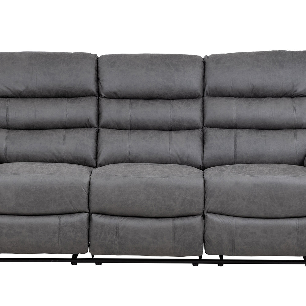 Taylor 3 Seater Recliner-Leather Air-Antique Grey Rub Off