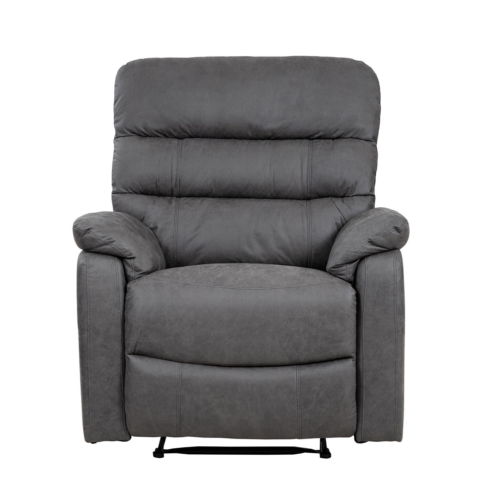 Taylor Recliner Chair-Leather Air-Antique Grey Rub Off