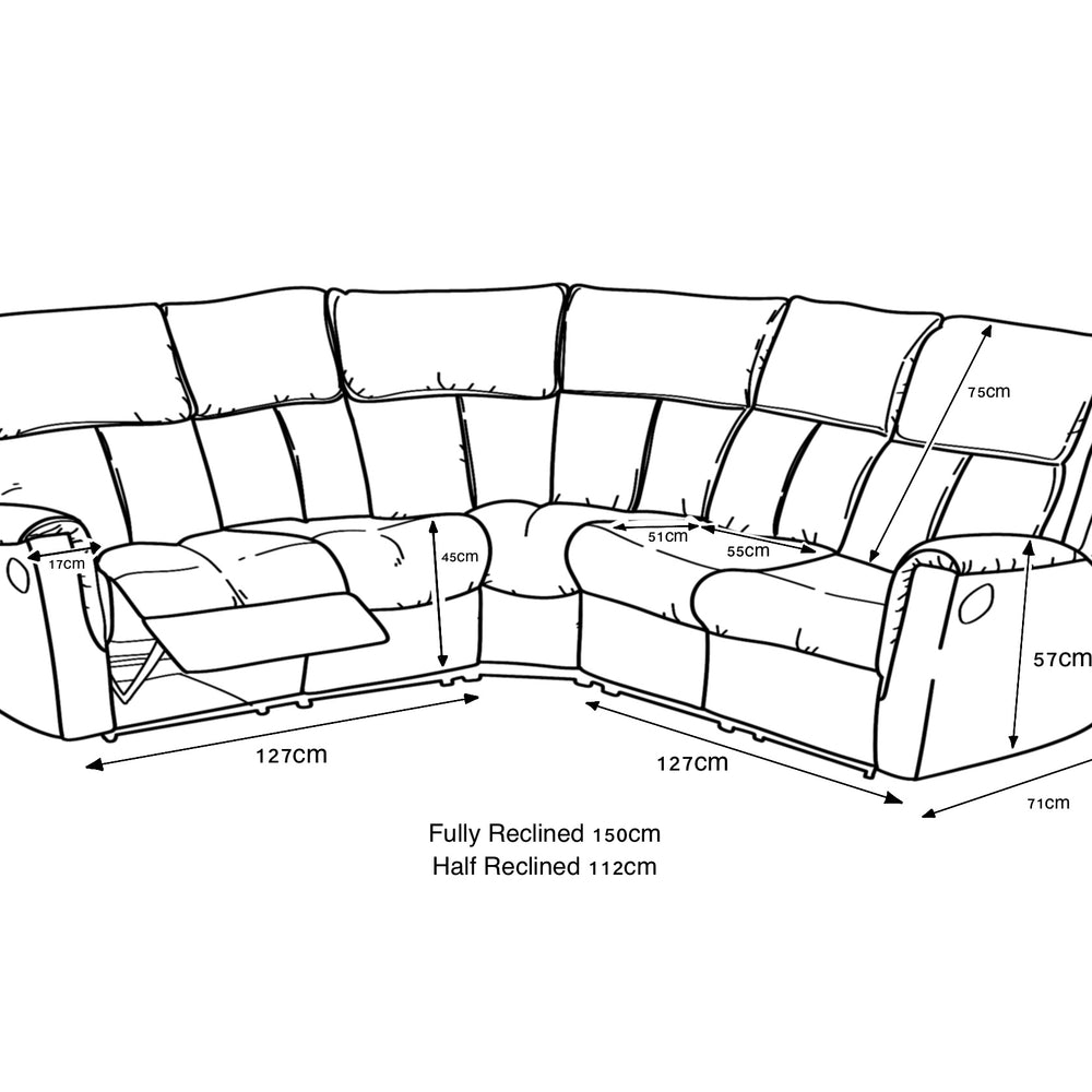 Bergamo Leather Recliner Corner Sofa-Dark Grey