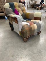 Morgan Armchair - Leather/Wool Patchwork