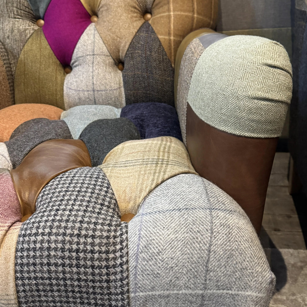 Morgan 2 Seater - Leather/Wool Patchwork