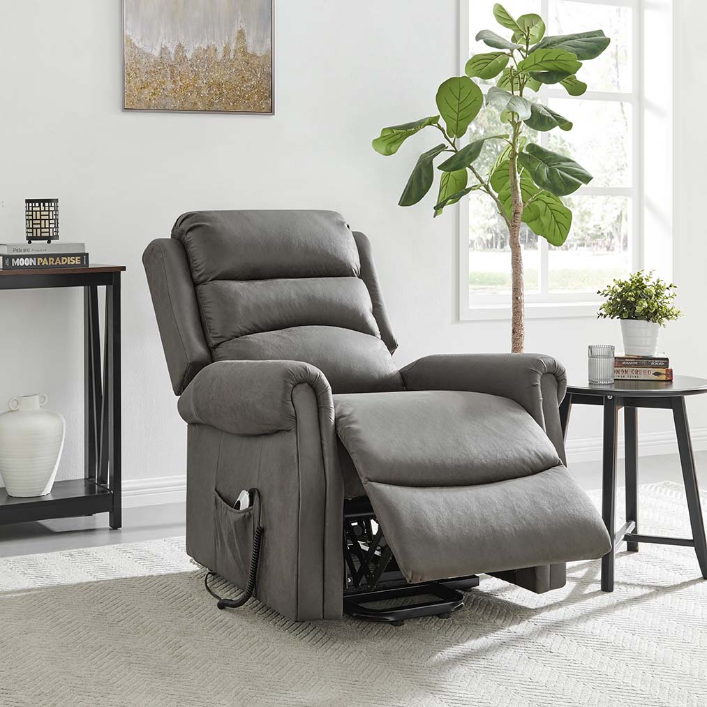 Willis Dual Motor Lift & Tilt Recliner Chair-Antique Grey Rub Off