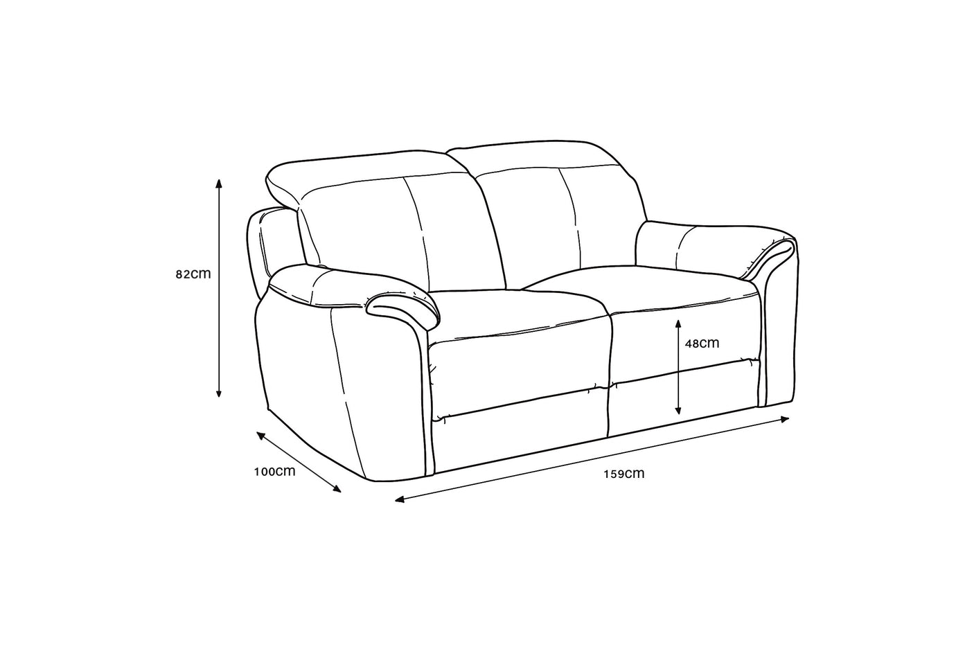 Madrid 2 Seater Fixed Sofa - Charcoal