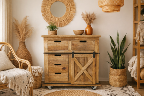 Rustic Cabinet mango wood and iron