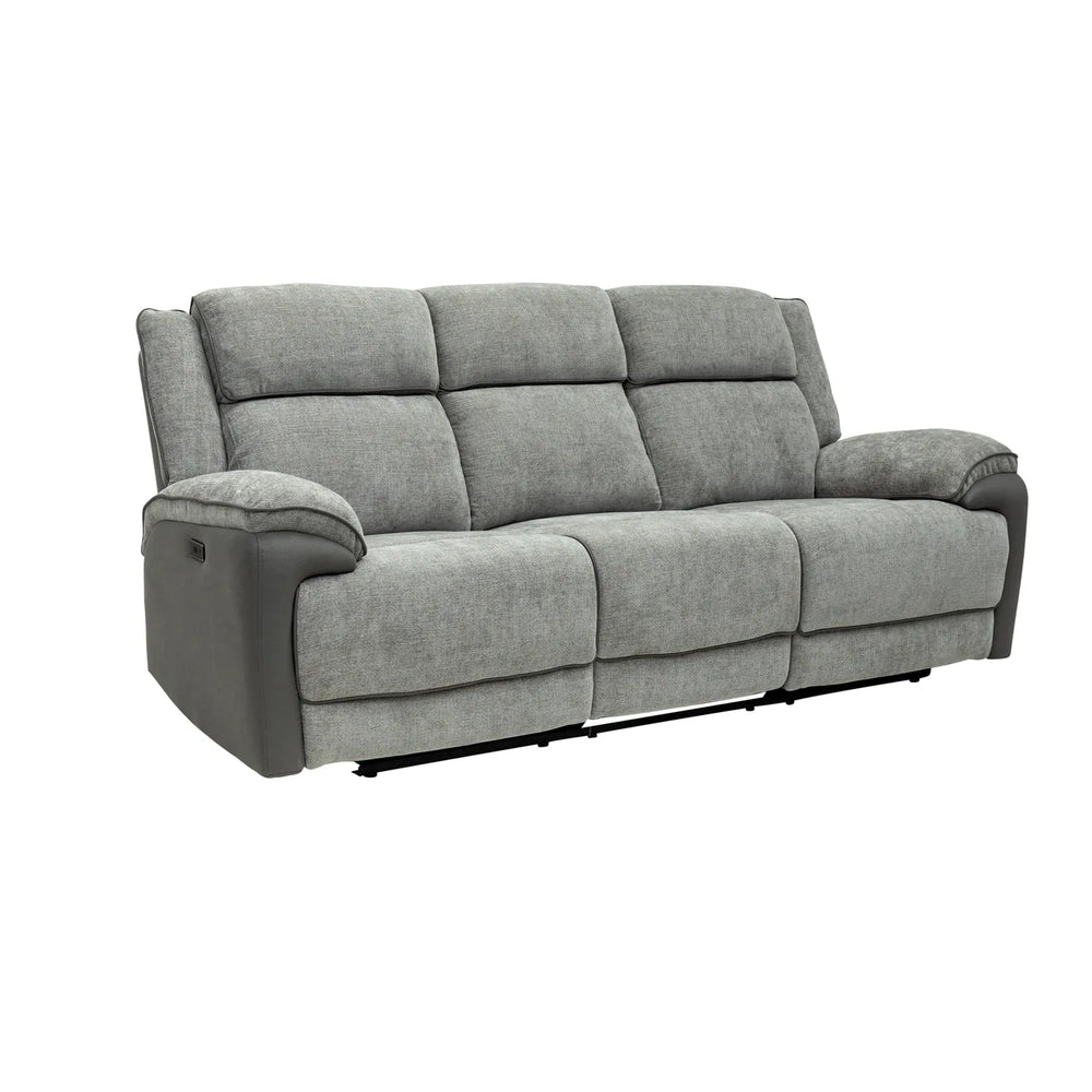 Marley Fabric Electric 3 Seater Recliner - Grey Mix