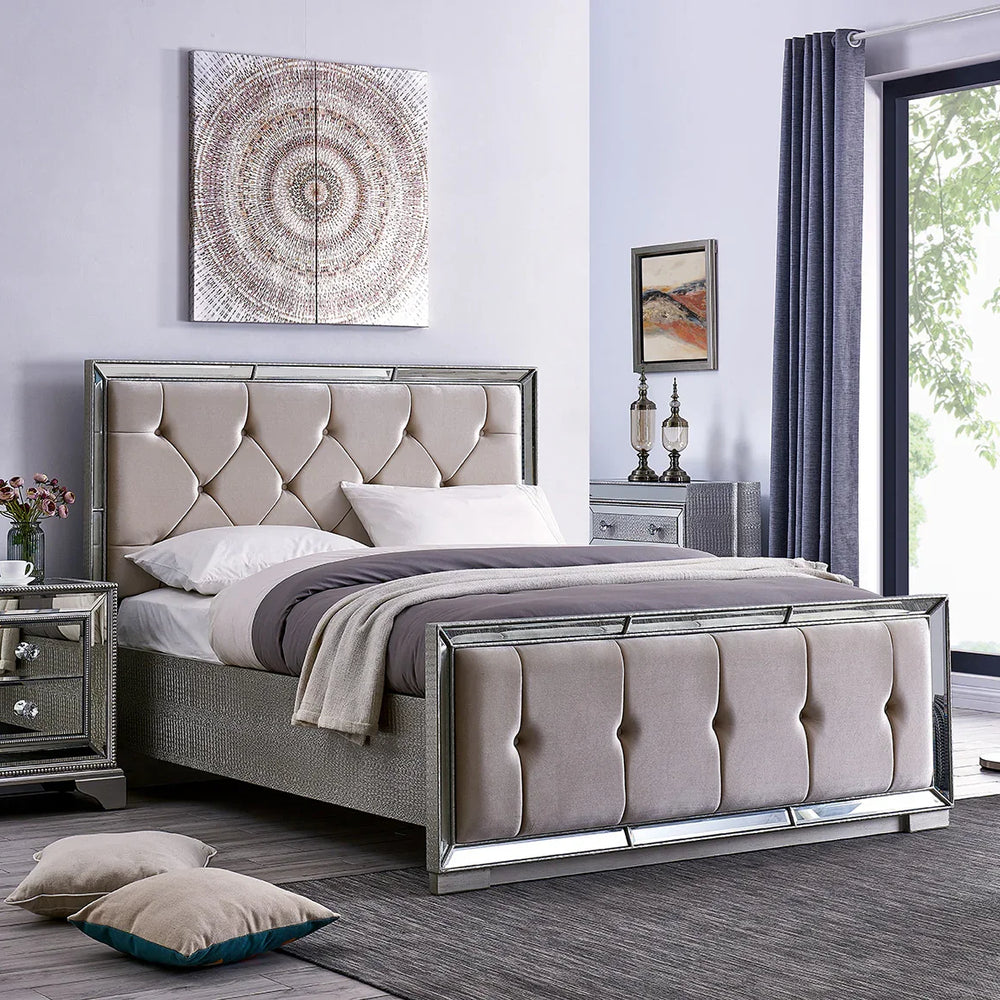 Sofia King Size Bed - Cream