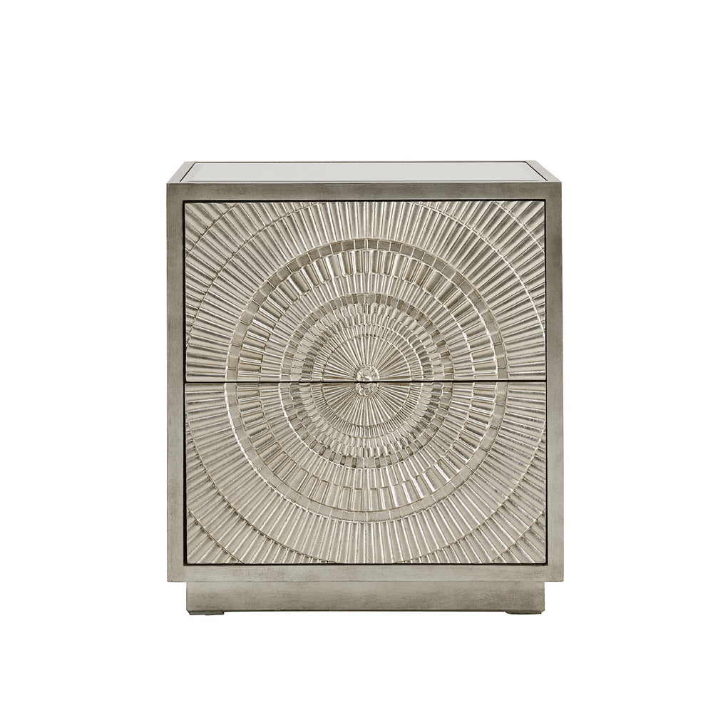 Frenso 2 Drawer Side Table-Silver