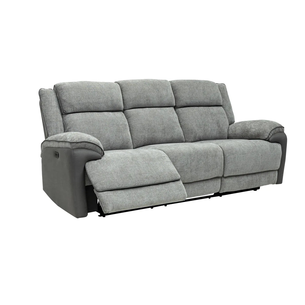 Marley Fabric Electric 3 Seater Recliner - Grey Mix