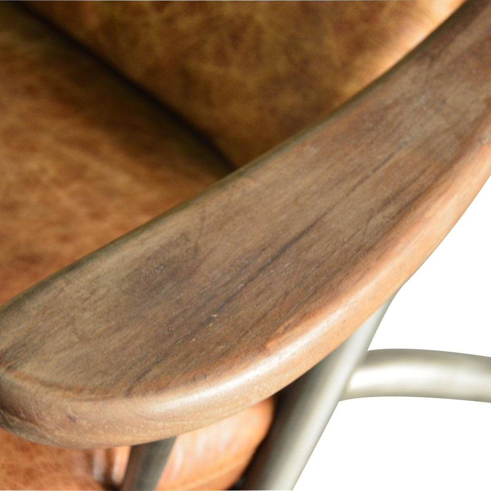 Ely Studio Chair (Gunmetal frame Brown aniline leather cover)