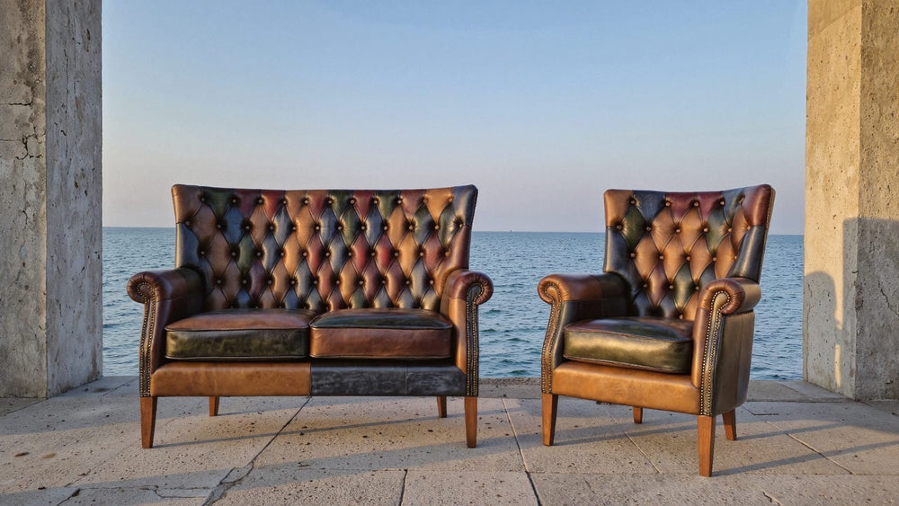 Bowes (Hexham) Rub-Off Leather Patchwork Armchair