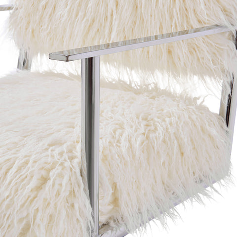 Faux Sheepskin Directors Chair-White *special* (Minimum Order: 2)