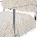 Faux Sheepskin Directors Chair-White *special* (Minimum Order: 2)