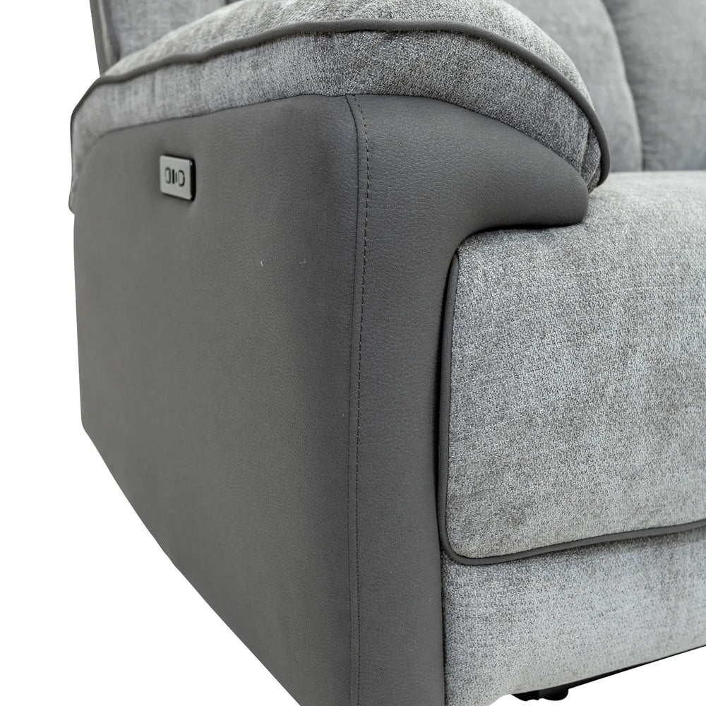 Marley Fabric Electric 3 Seater Recliner - Grey Mix