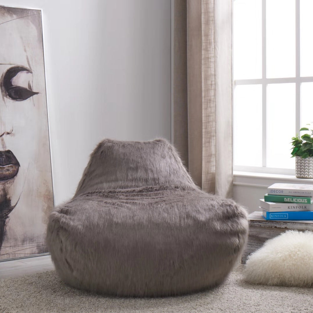 Faux Sheepskin Bean Bag-Grey *special* (Minimum Order: 2)