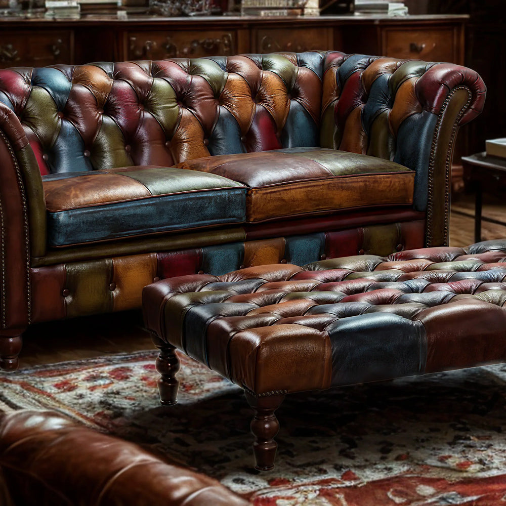 Chester Croft Rub Off Leather Patchwork 2 Seater - Fast Track