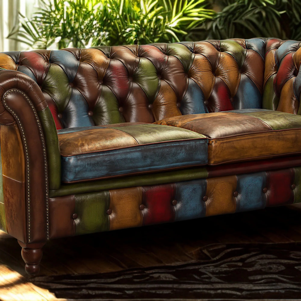 Chester Croft Rub Off Leather Patchwork 2 Seater - Fast Track