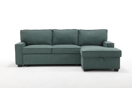 Havar Corner Sofa with Pull Out Sofa Bed & Storage - Teal (Right)