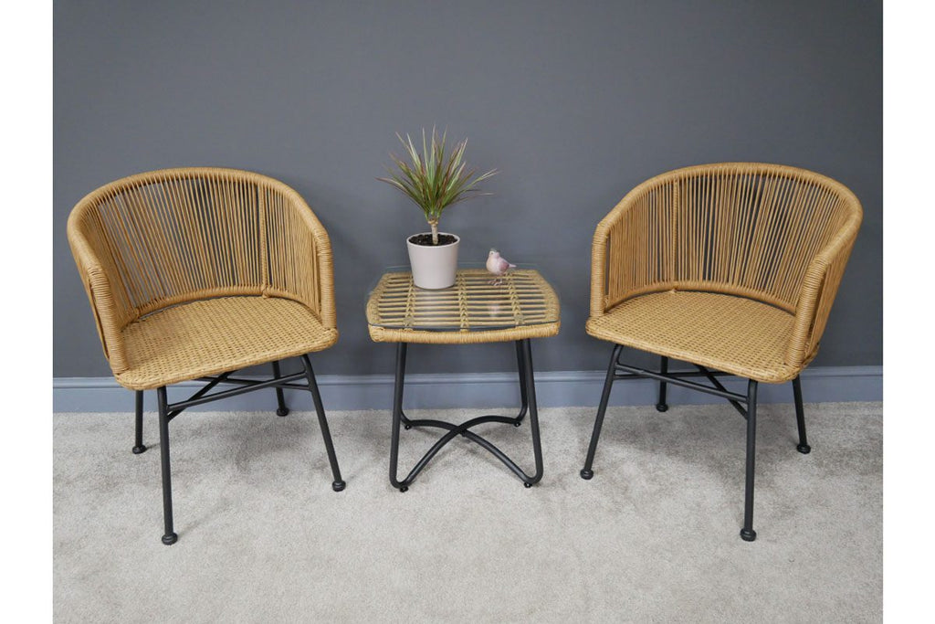 Rattan Table & Two Chairs