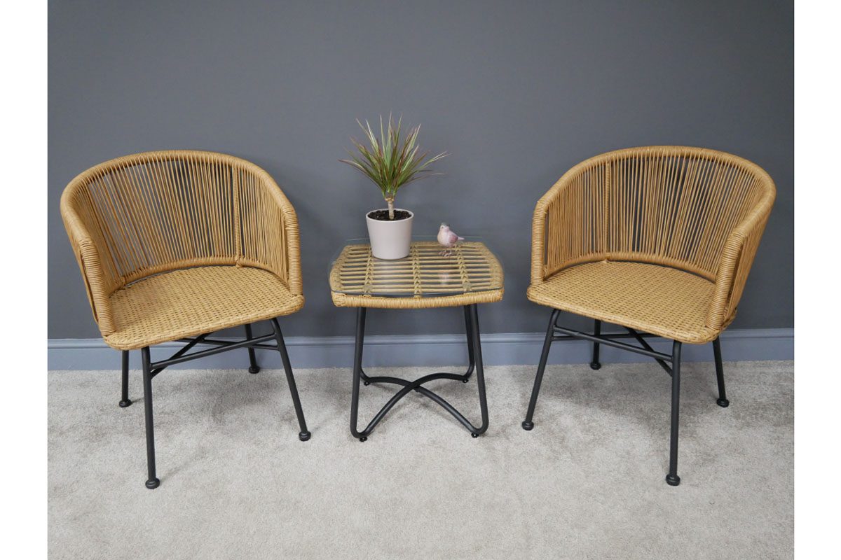 Rattan Table & Two Chairs