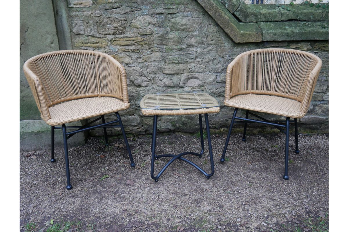 Rattan Table & Two Chairs