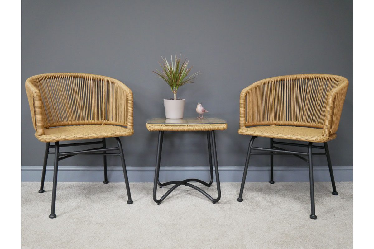 Rattan Table & Two Chairs