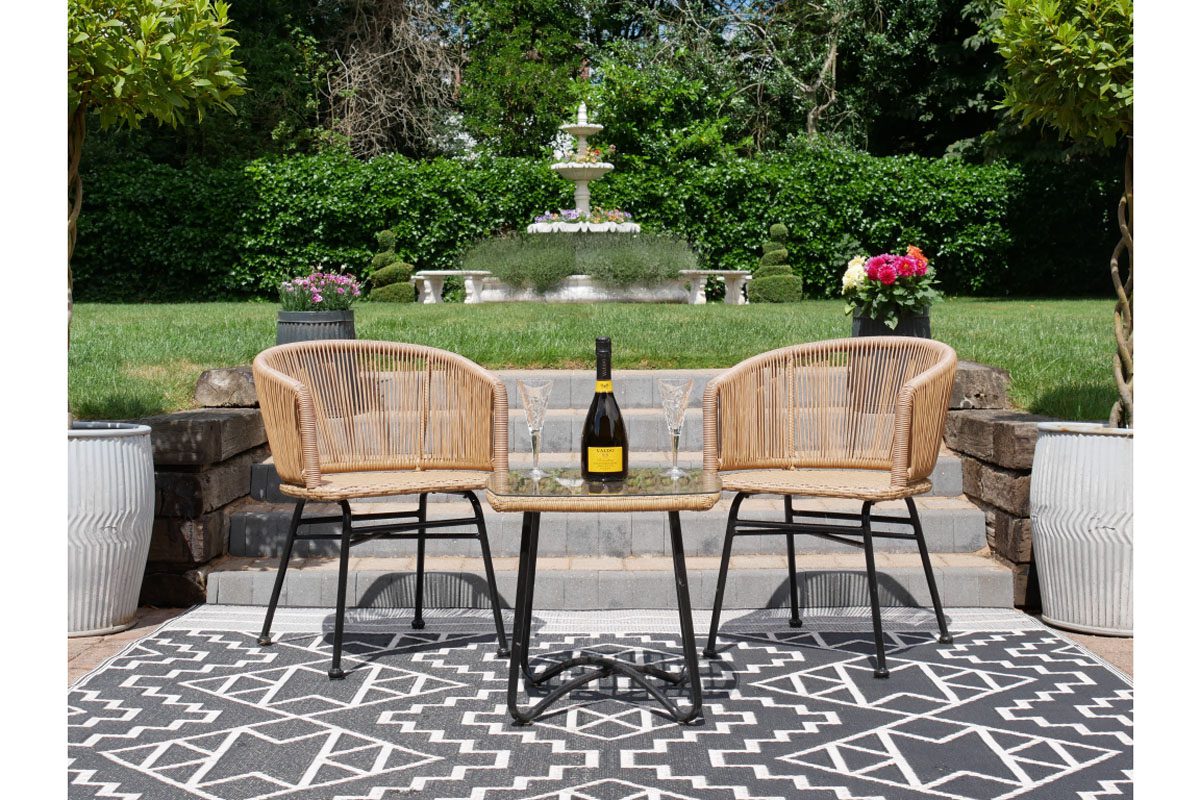 Rattan Table & Two Chairs