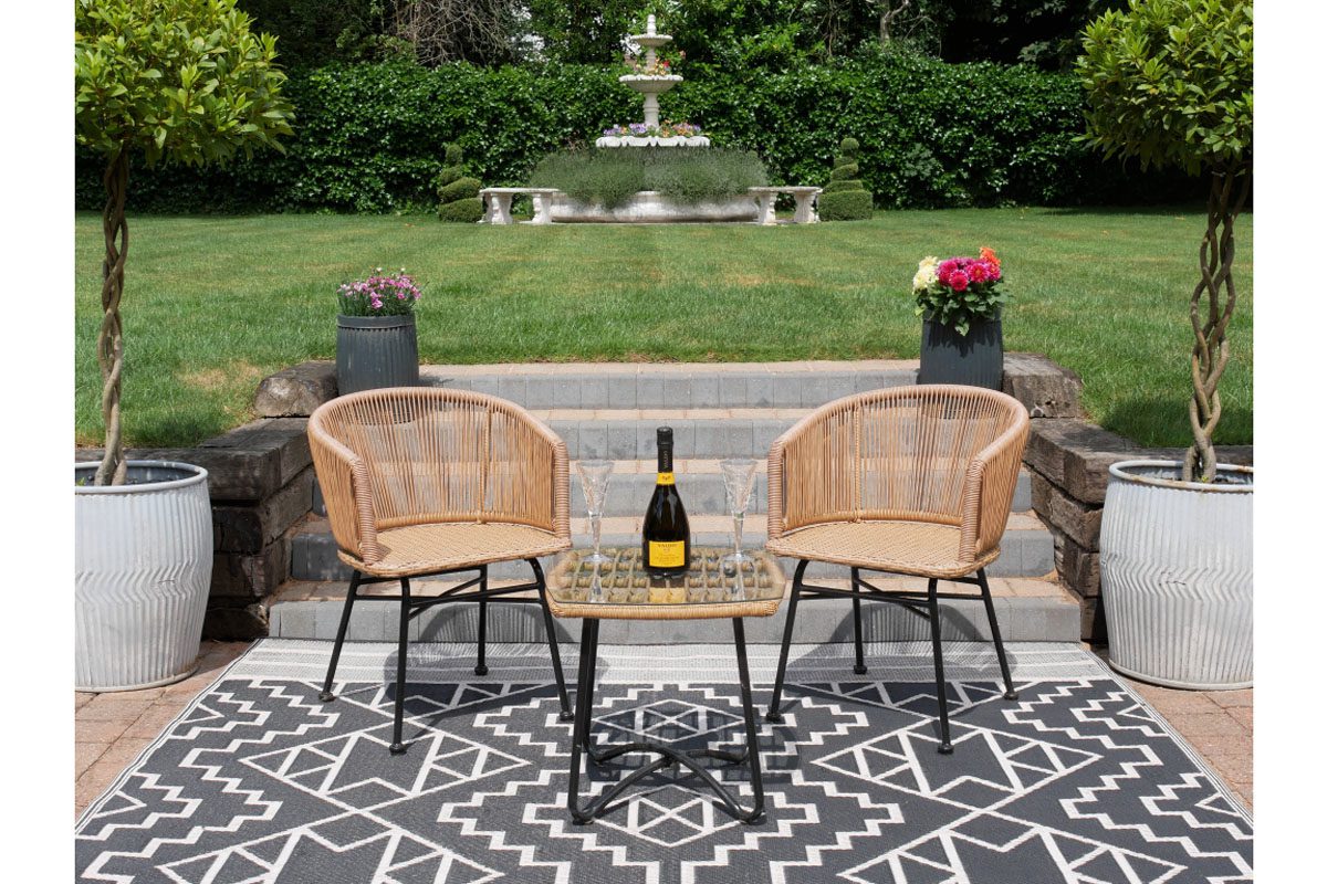 Rattan Table & Two Chairs