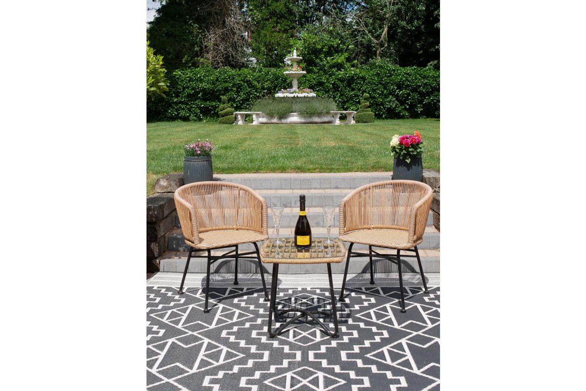 Rattan Table & Two Chairs