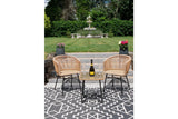 Rattan Table & Two Chairs