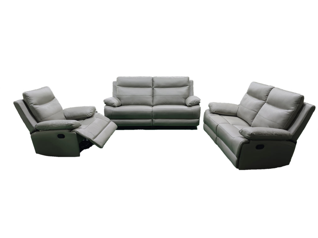 Phoenix 2 Seater Recliner Leather Aire-Light Grey