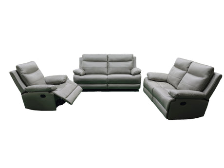 Phoenix 2 Seater Recliner Leather Aire-Light Grey