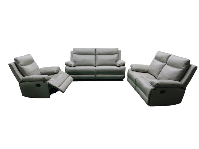 Phoenix 2 Seater Recliner Leather Aire-Light Grey