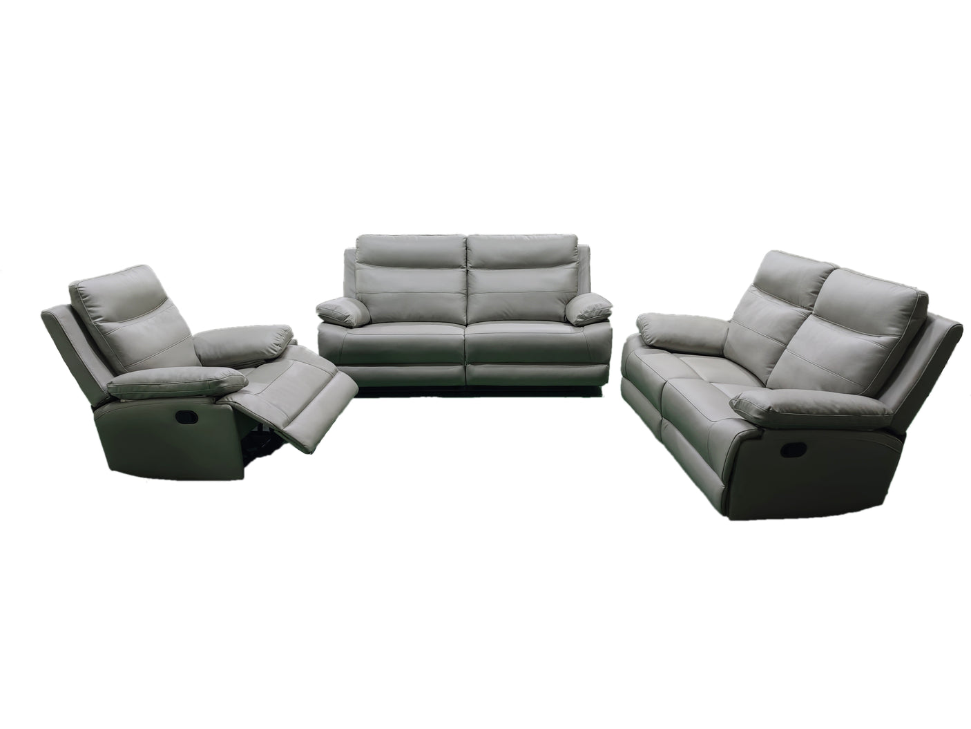 Phoenix Recliner Amrchair Leather Aire-Light Grey