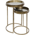 Antique gold nested tray tables with patterned tops | Home Centre Direct UK