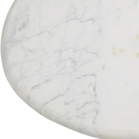 White marble surface with subtle grey veining detail.