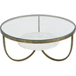 Round glass coffee table with white marble and antique gold frame | Home Centre Direct UK