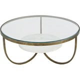 Round glass coffee table with white marble and antique gold frame | Home Centre Direct UK