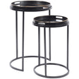 Black and gold round tables with sleek metal frames | Home Centre Direct UK