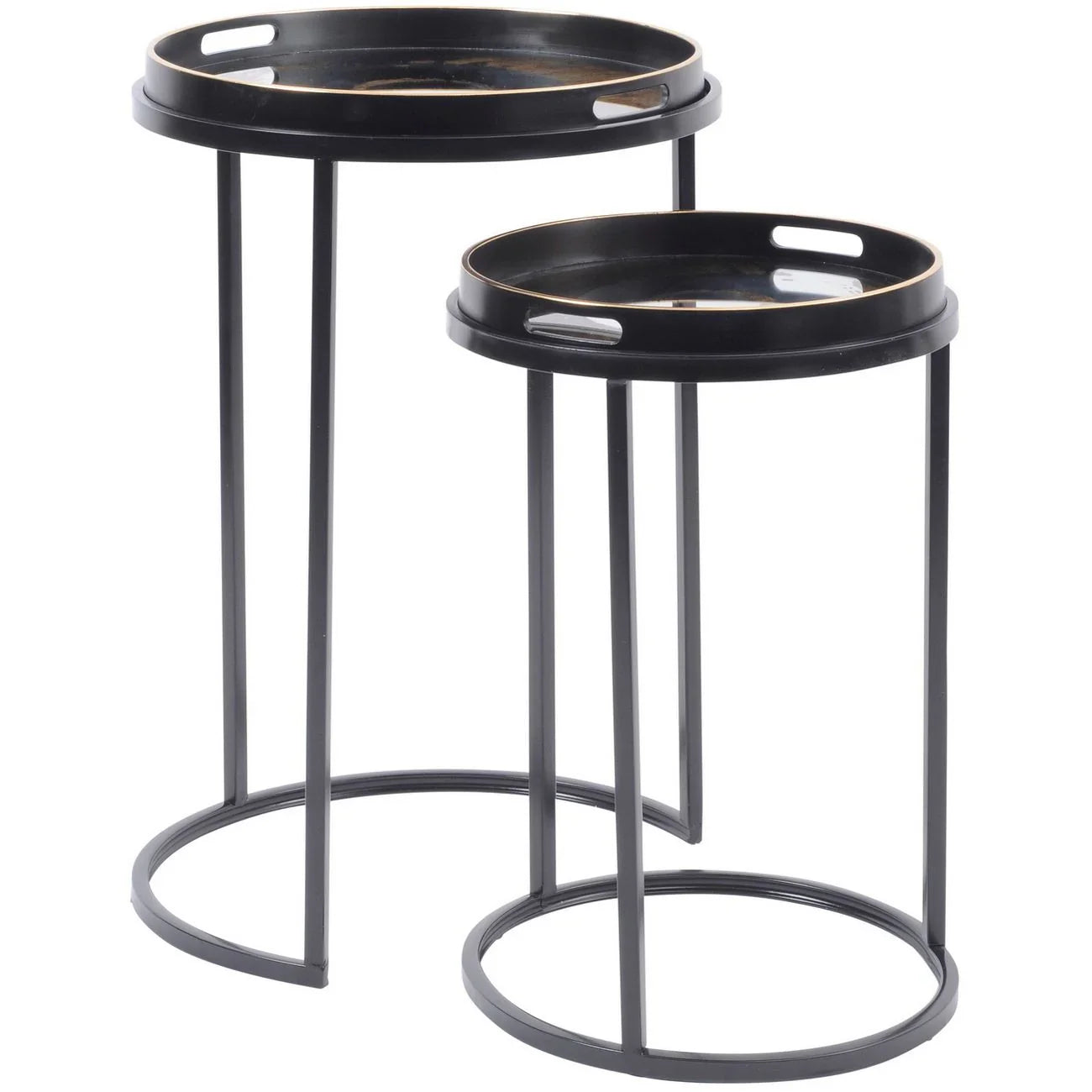 Black and gold round tables with sleek metal frames | Home Centre Direct UK