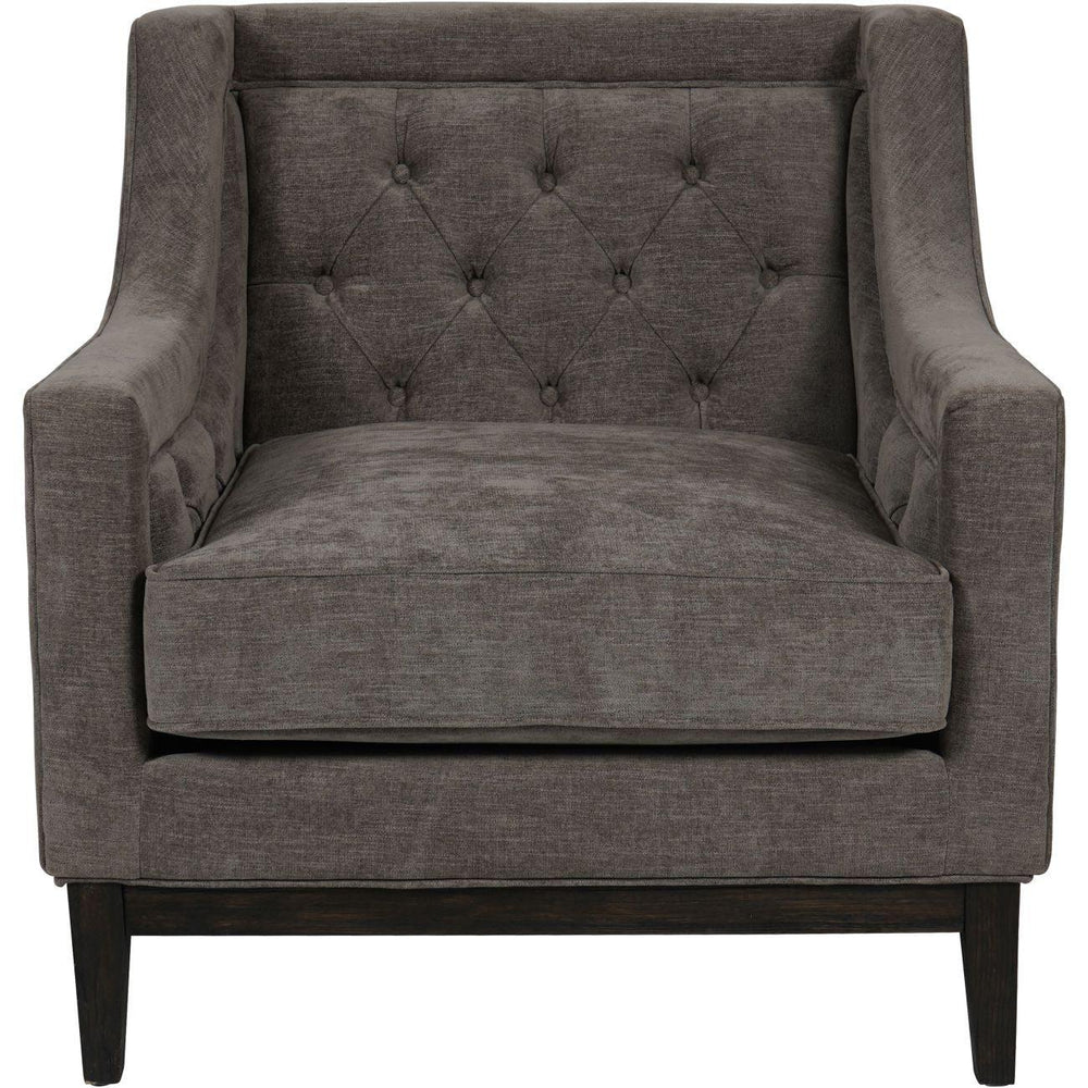 Warm grey fabric armchair with buttoned backrest | Home Centre Direct UK