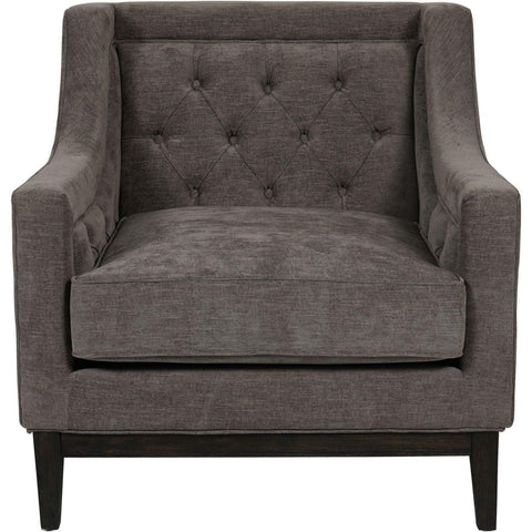 Warm grey fabric armchair with buttoned backrest | Home Centre Direct UK