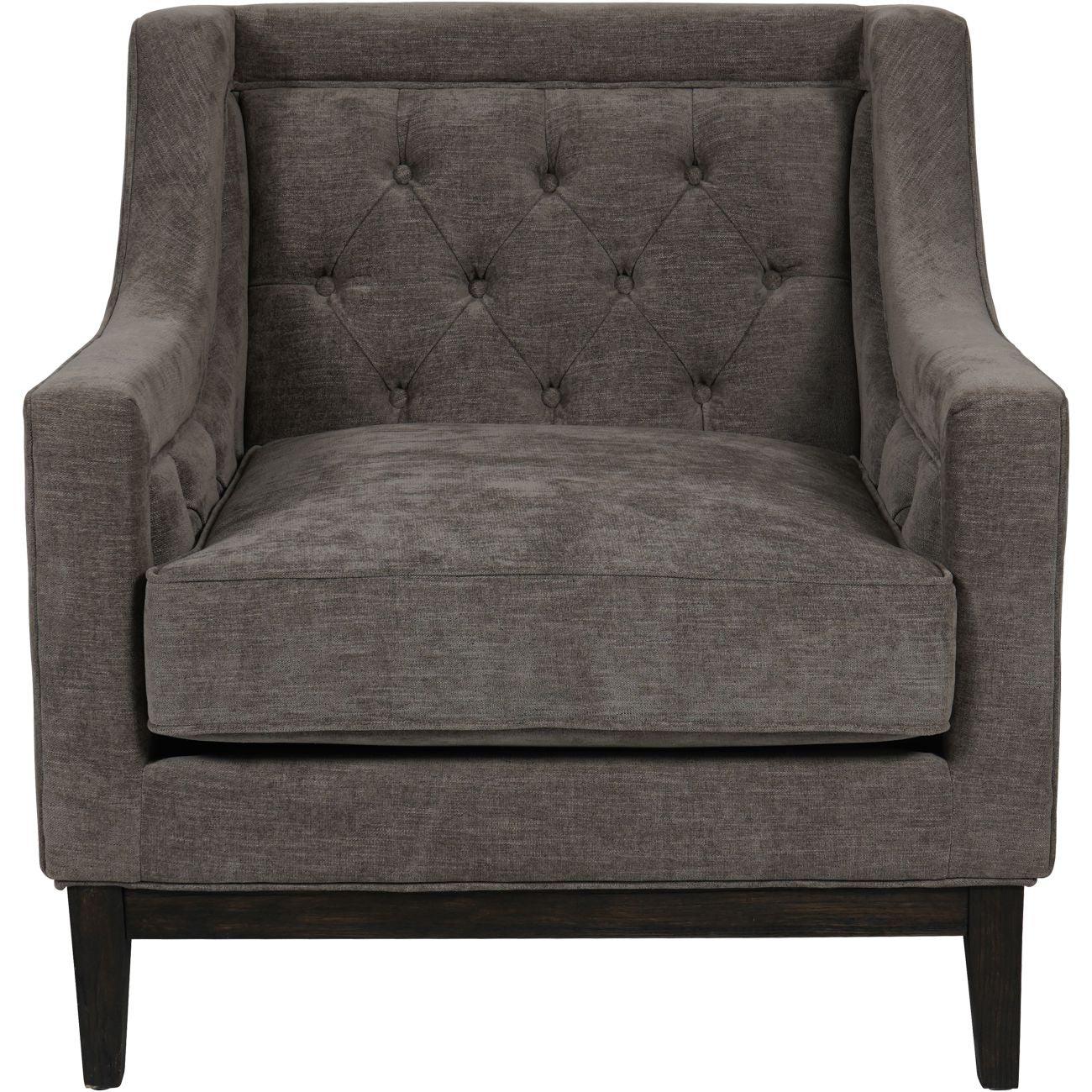 Warm grey fabric armchair with buttoned backrest | Home Centre Direct UK