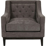 Warm grey fabric armchair with buttoned backrest | Home Centre Direct UK