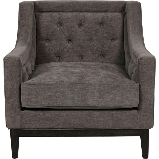 Warm grey fabric armchair with buttoned backrest | Home Centre Direct UK