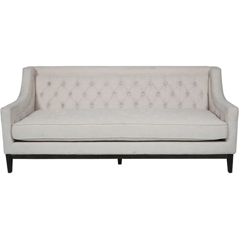 Ivory fabric sofa with buttoned backrest and sleek black legs | Home Centre Direct UK