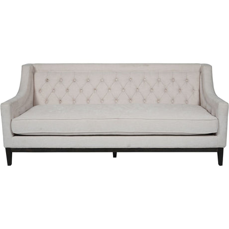 Ivory fabric sofa with buttoned backrest and sleek black legs | Home Centre Direct UK