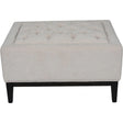 Ivory fabric stool with buttoned top and dark legs | Home Centre Direct UK