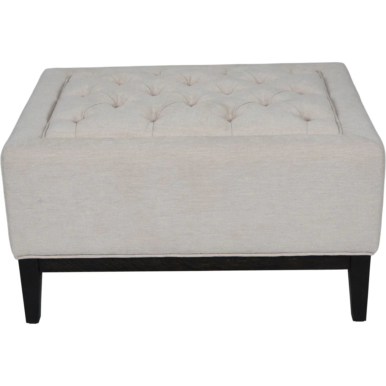 Ivory fabric stool with buttoned top and dark legs | Home Centre Direct UK