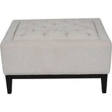 Ivory fabric stool with buttoned top and dark legs | Home Centre Direct UK